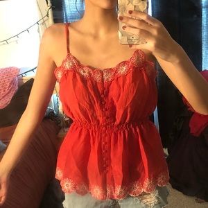 orange flower blouse